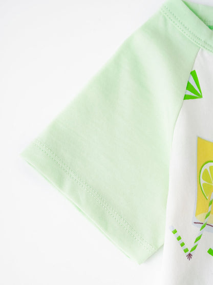 Baby Short Raglan Sleeve All-Over Lemon Tea Print Tee