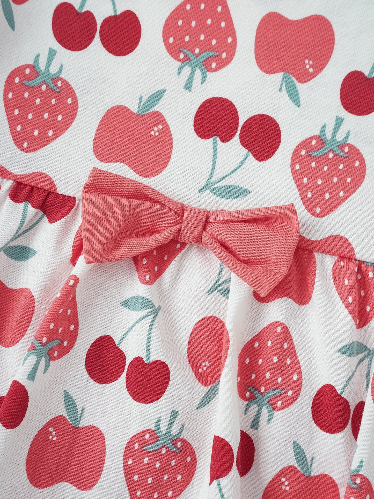 Baby Short Sleeve All-Over Berries Print Two-Tone Romper