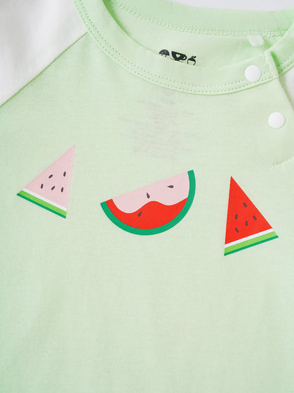 Baby Short Raglan Sleeve Watermelon Print Tee