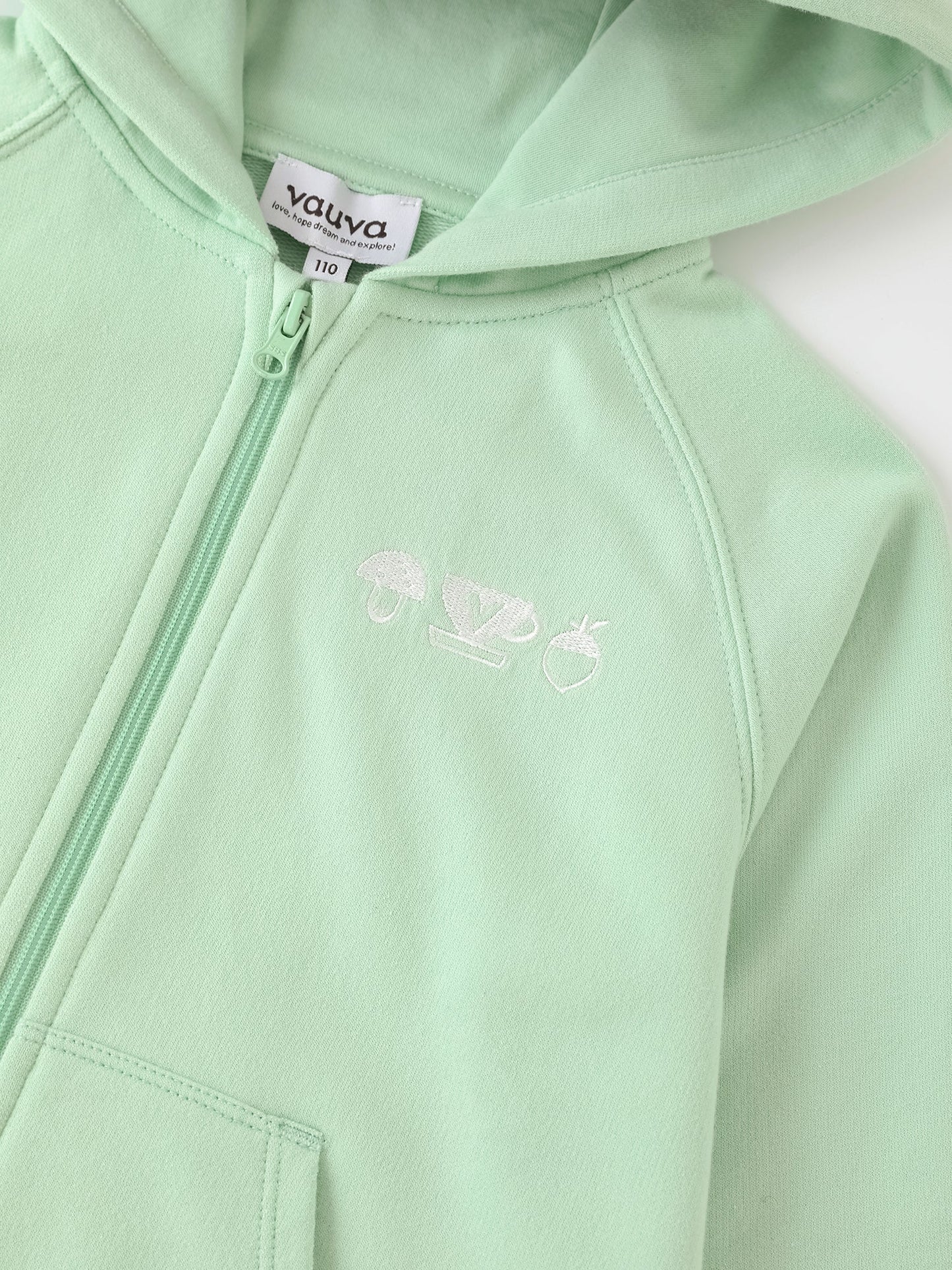 Kid Long Sleeve Embroidery Zipped Hoodie