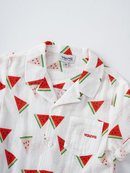Kid Short Sleeve All-Over Watermelon Print Shirt