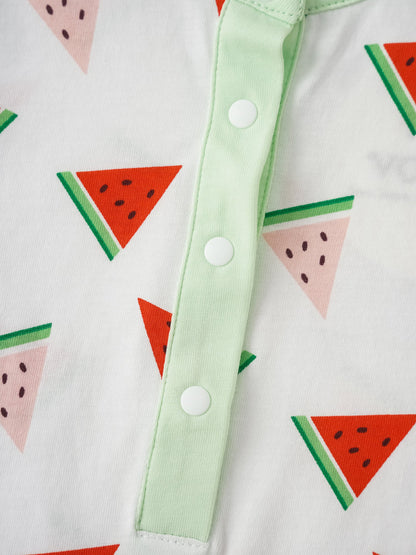 Baby Short Sleeve All-Over Watermelon Print Romper