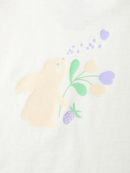Baby Short Puff Sleeve Bunny Print Tee