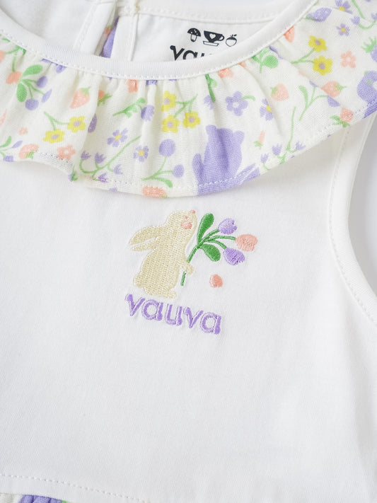 Kid Sleeveless All-Over Bunny Print Layered Dress