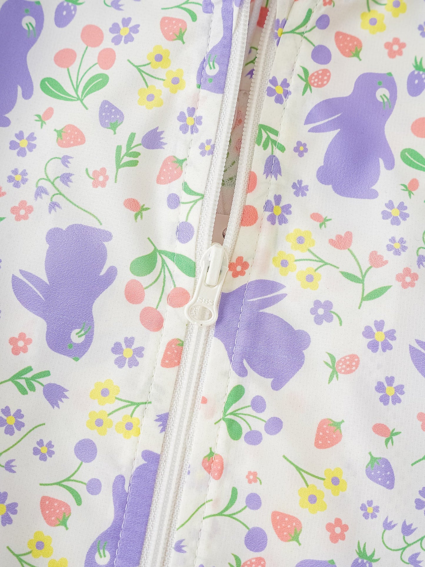 Kid All-Over Bunny Print Frills Zipped Windbreaker