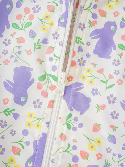 Kid All-Over Bunny Print Frills Zipped Windbreaker