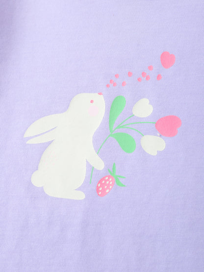 Baby Short Puff Sleeve Bunny Print Tee