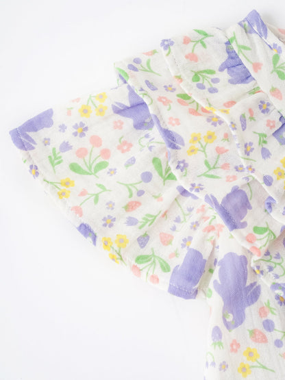 Kid All-Over Bunny Print Frills Top