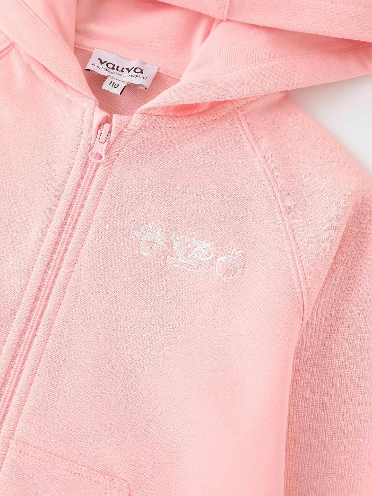 Kid Long Sleeve Embroidery Zipped Hoodie