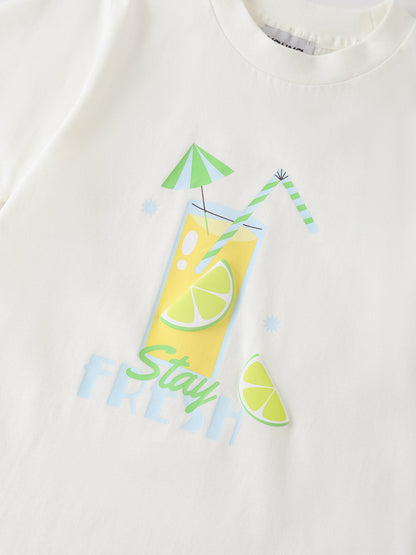 Kid Short Sleeve Lemon Tea Print Tee