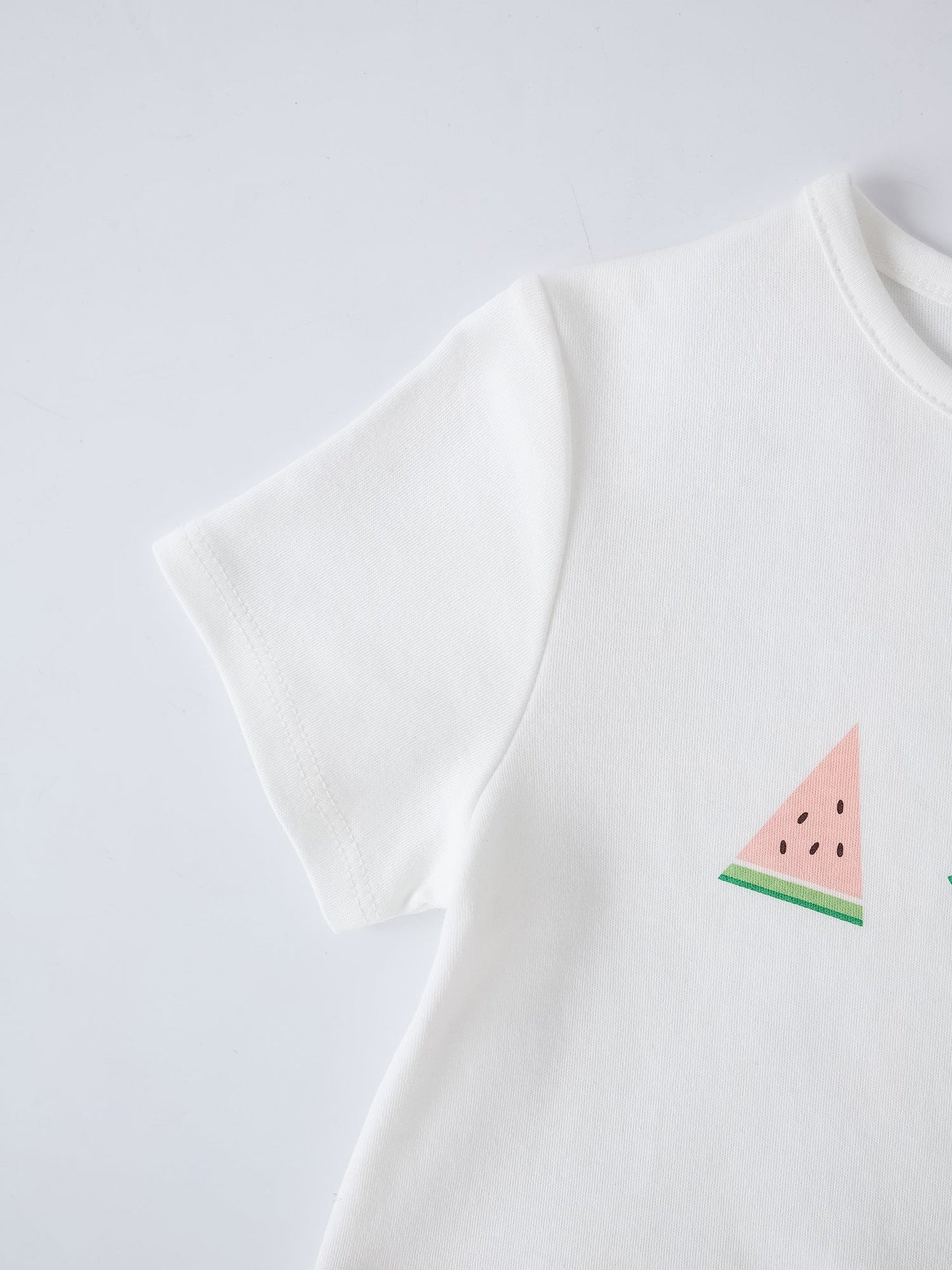 Baby Short Sleeve Watermelon Print Two-Tone Romper