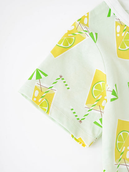 Kid Short Sleeve All-Over Lemon Tea Print Pocket Tee