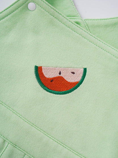 Baby Watermelon Embroidery Dungaree Shorts