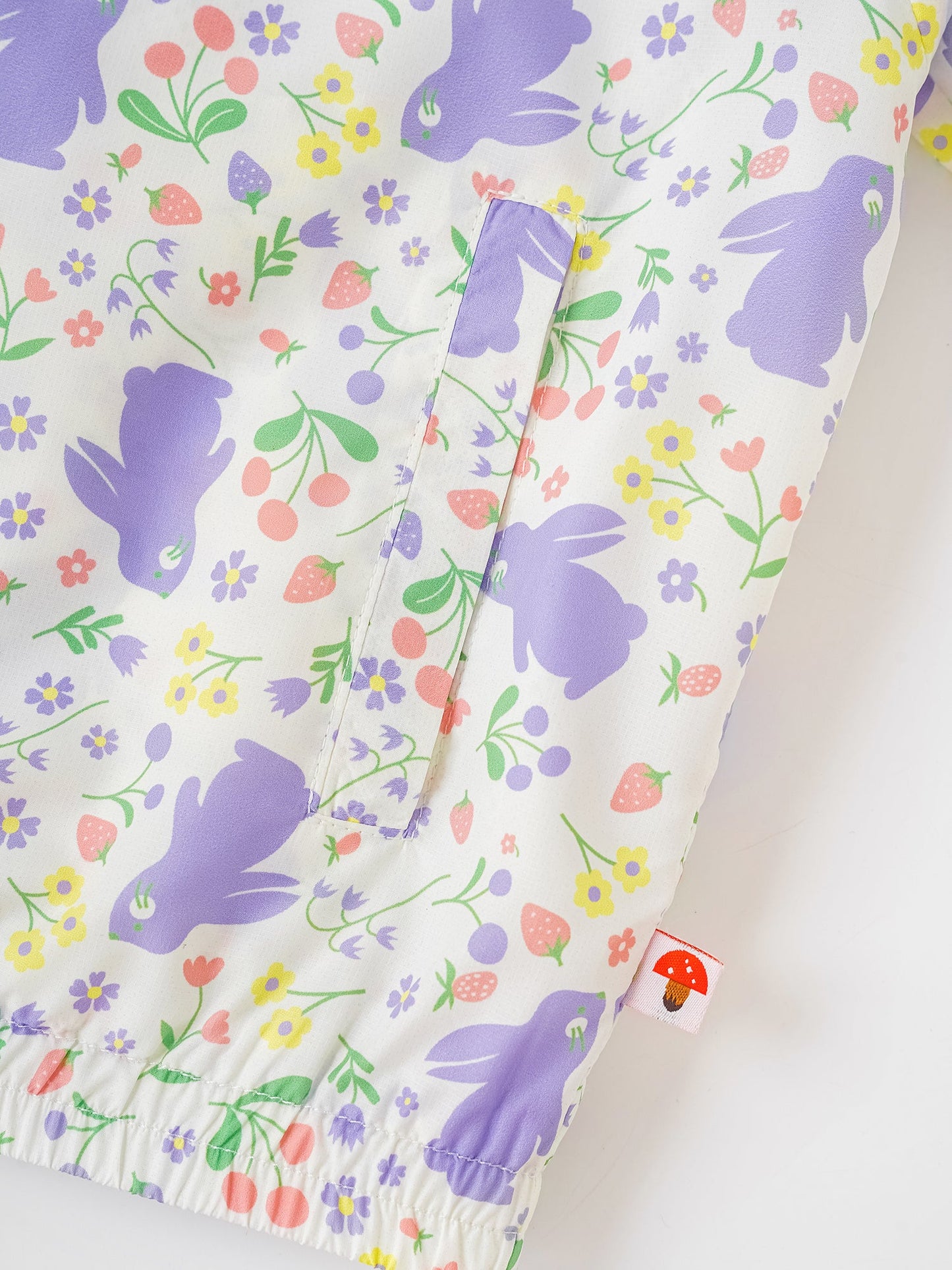 Kid All-Over Bunny Print Frills Zipped Windbreaker