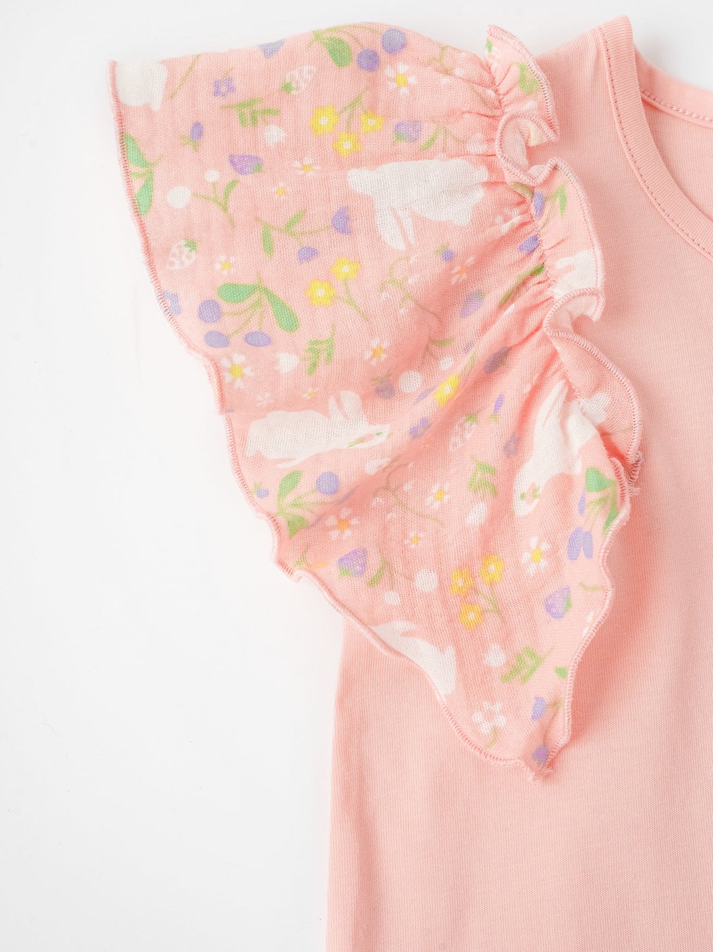 Kid Ruffle Cap Sleeve Bunny Print Dress