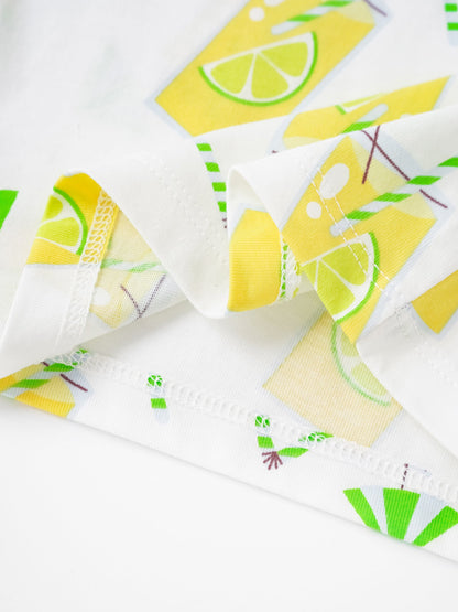 Baby Short Raglan Sleeve All-Over Lemon Tea Print Tee