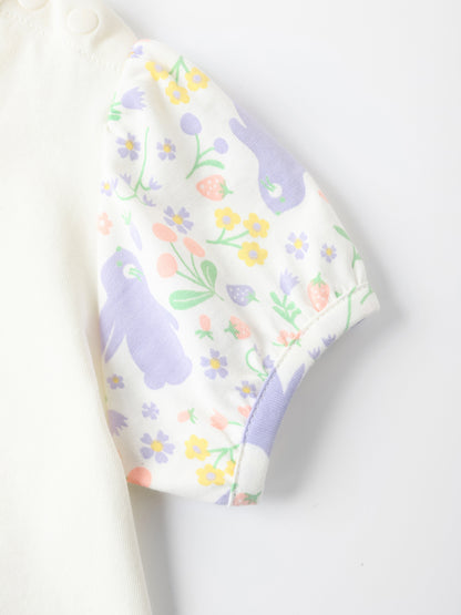 Baby Short Puff Sleeve Bunny Print Tee