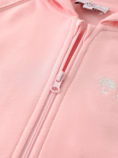 Kid Long Sleeve Embroidery Zipped Hoodie