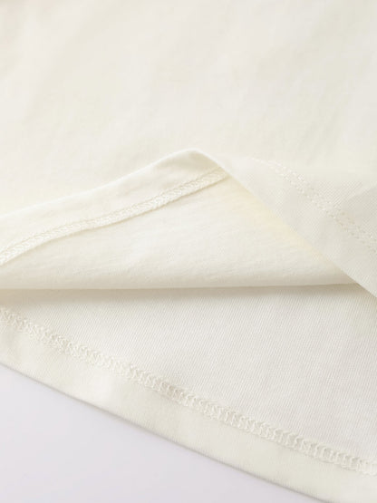 Kid Short Sleeve Lace-Trimmed Bunny Print Dress