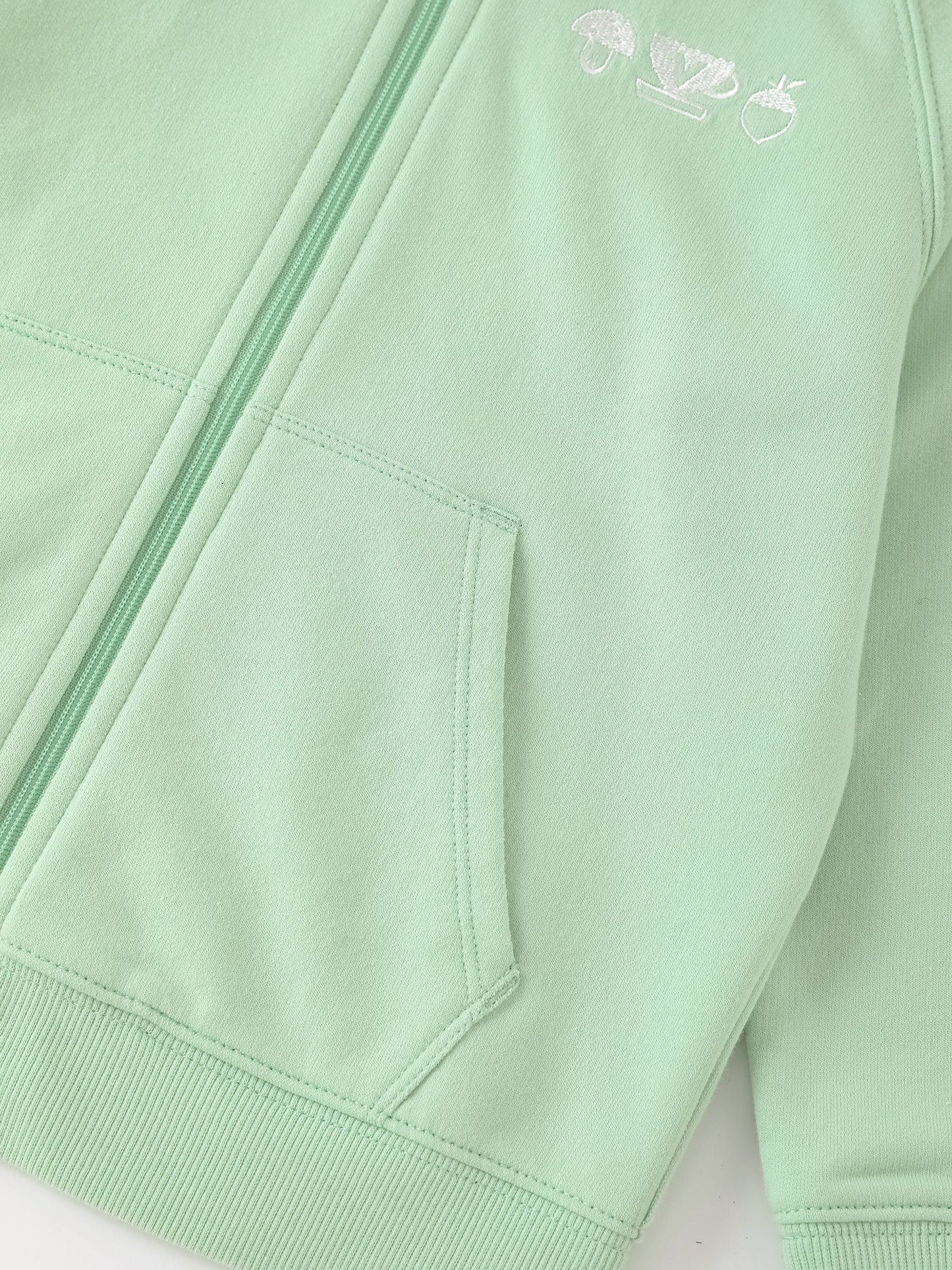 Kid Long Sleeve Embroidery Zipped Hoodie