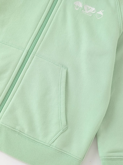 Kid Long Sleeve Embroidery Zipped Hoodie