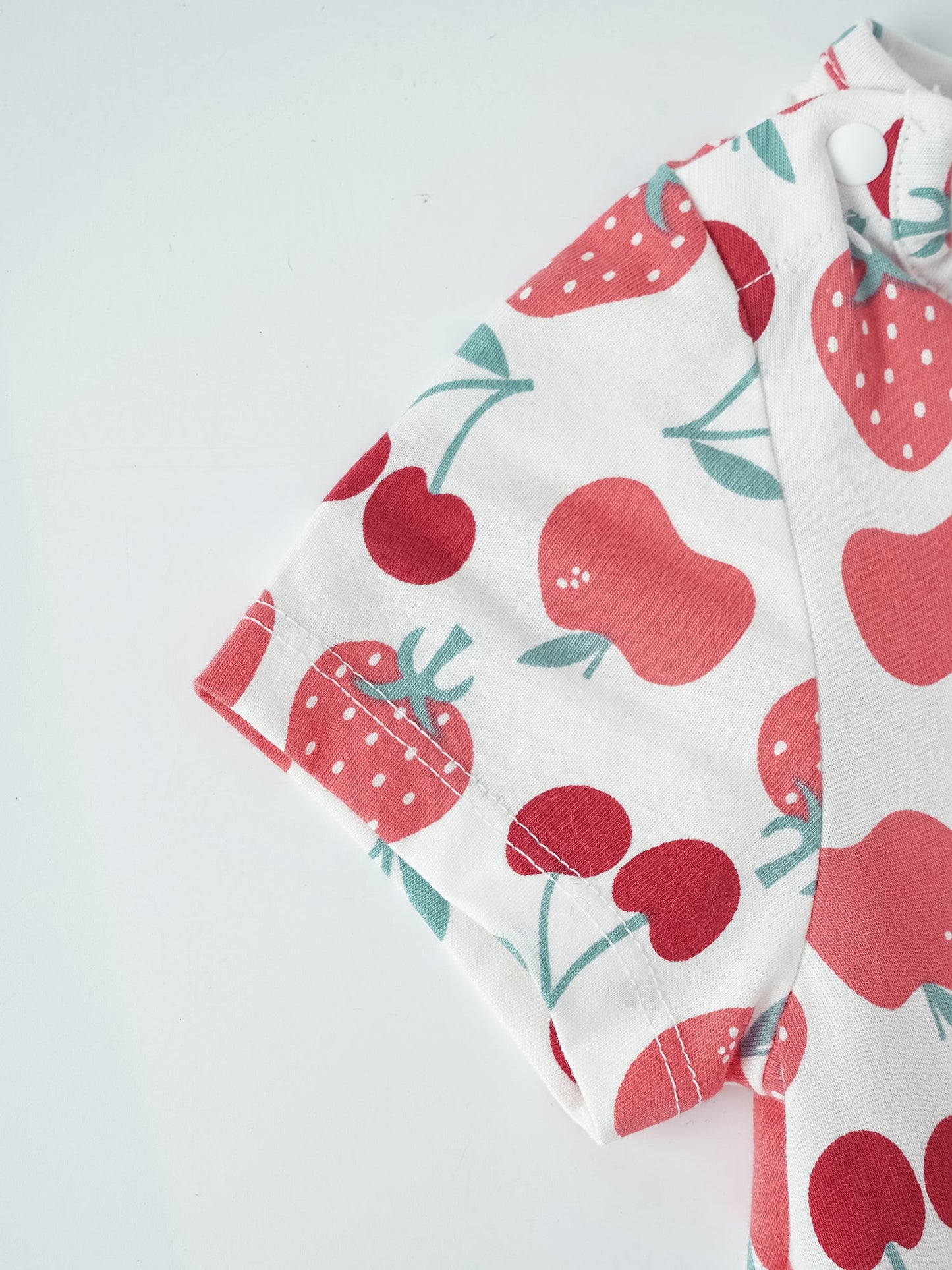 Baby Short Sleeve All-Over Berries Print Two-Tone Romper