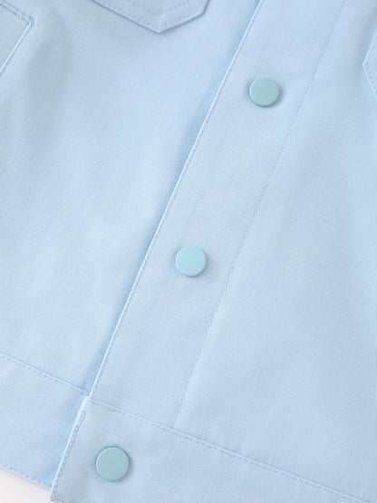 Kid Logo Embroidery Buttoned Jacket