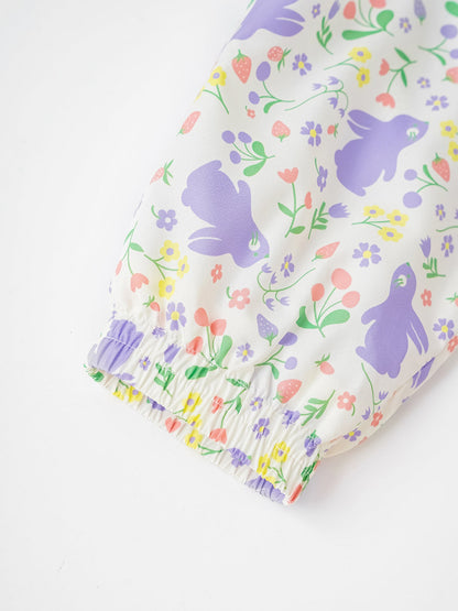 Kid All-Over Bunny Print Frills Zipped Windbreaker
