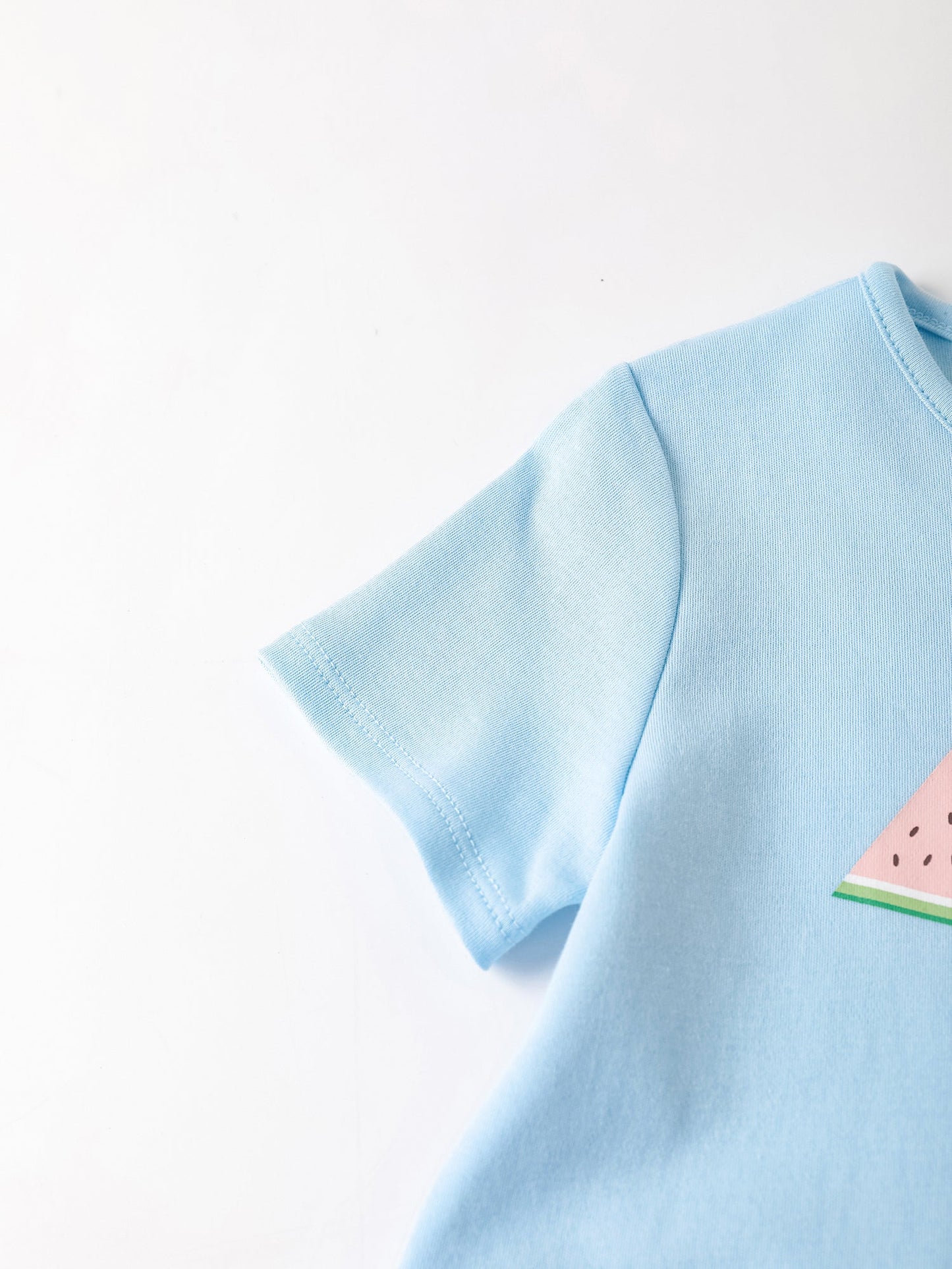 Baby Short Sleeve Watermelon Print Two-Tone Romper