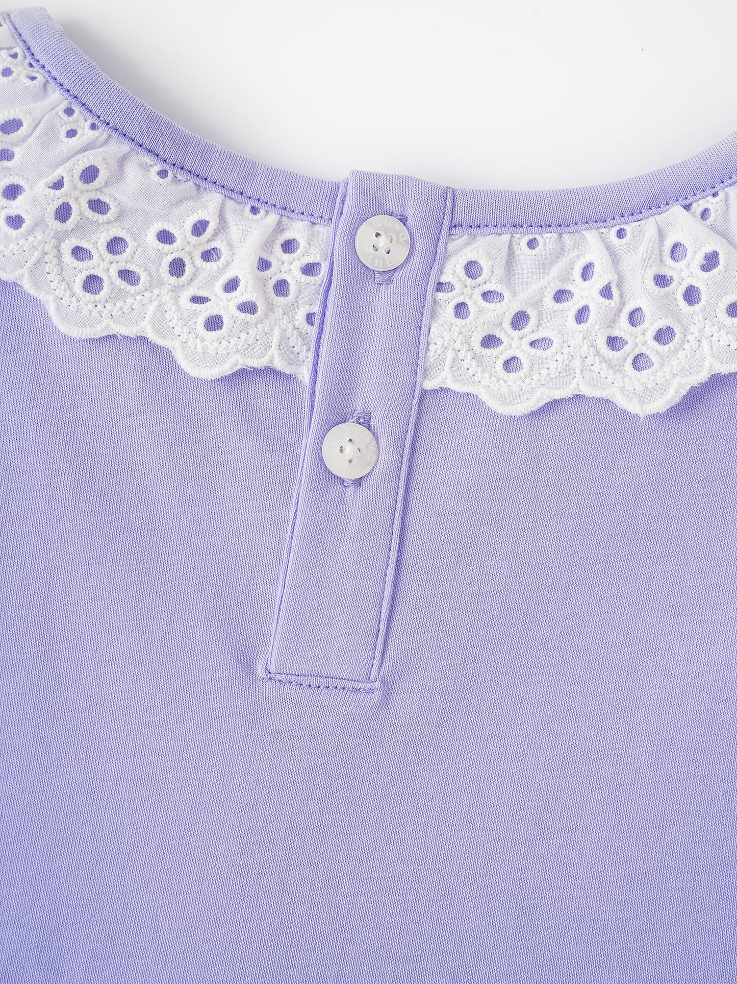 Kid Lace-Trimmed Collar Short Puff Sleeve Bunny Print Tee