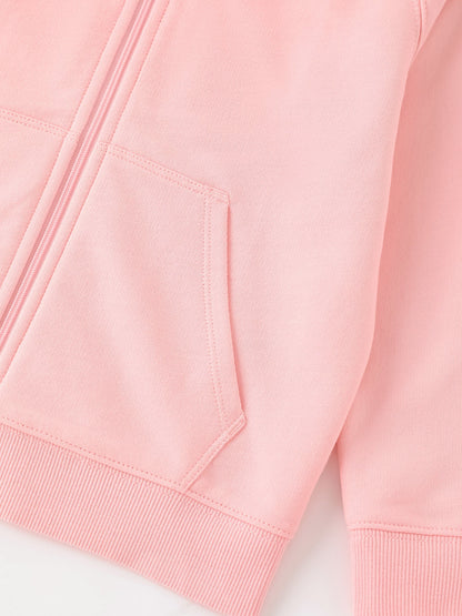 Kid Long Sleeve Embroidery Zipped Hoodie