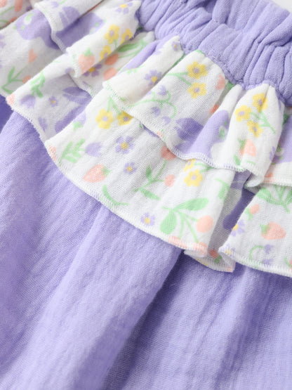 Baby All-Over Bunny Print Two-Tone Frilly Shorts