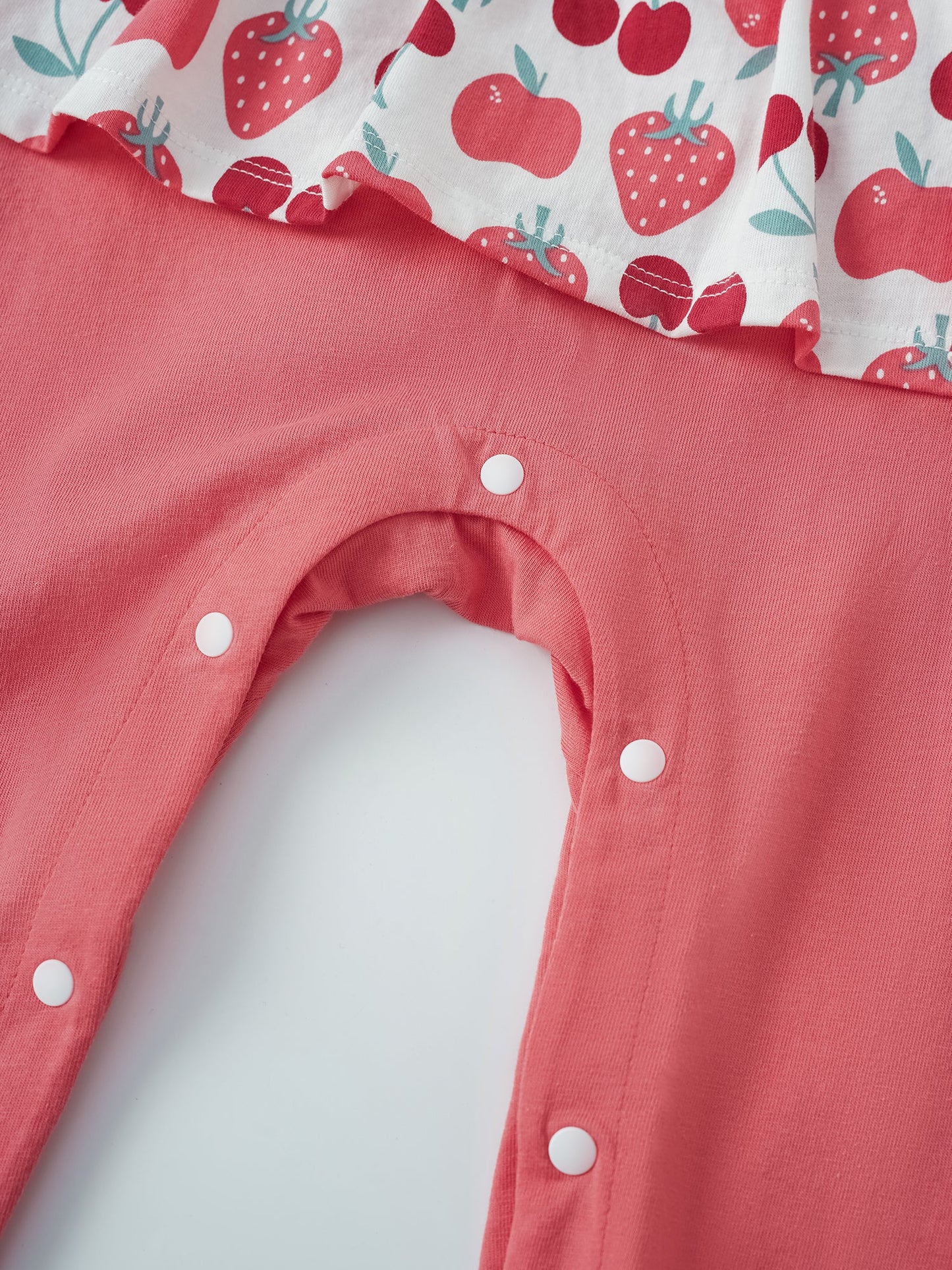 Baby Short Sleeve All-Over Berries Print Two-Tone Romper
