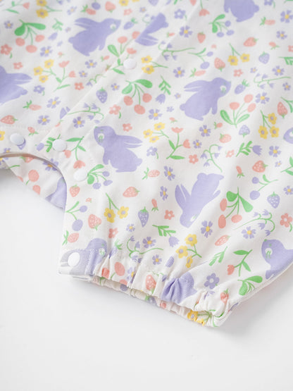 Baby Ruffle Collar All-Over Bunny Print Romper