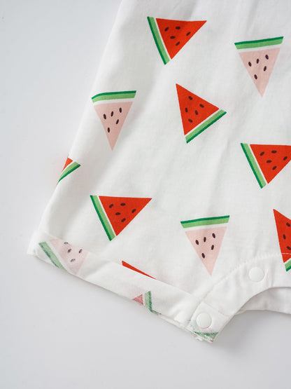 Baby Short Sleeve All-Over Watermelon Print Romper