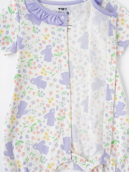 Baby Ruffle Collar All-Over Bunny Print Romper