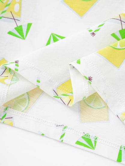 Kid Short Sleeve All-Over Lemon Tea Print Pocket Tee