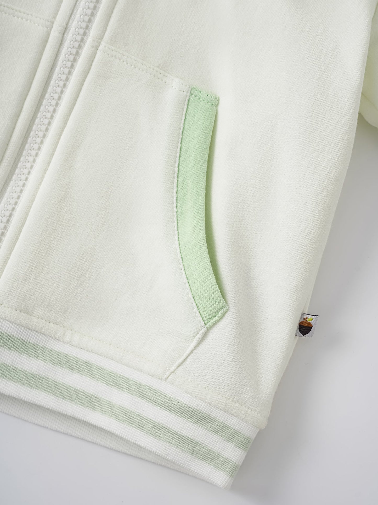 Kid Short Sleeve Logo Embroidery Zipped Hoodie