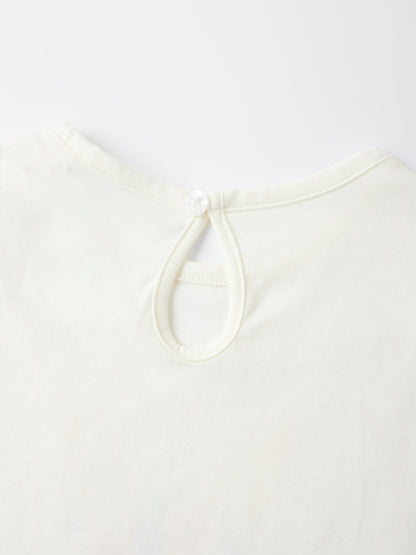 Kid Lace Cap Sleeve Bunny Print Tee
