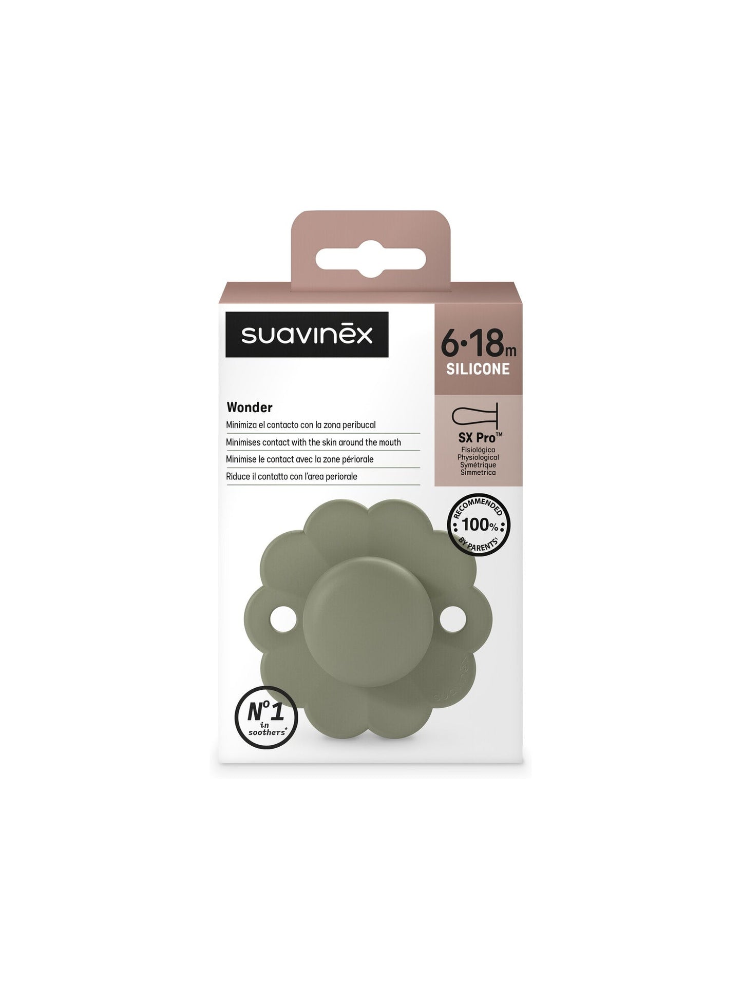 Soother with SX Pro physiological silicone Teat 6-18M - Wonder Hedge Green