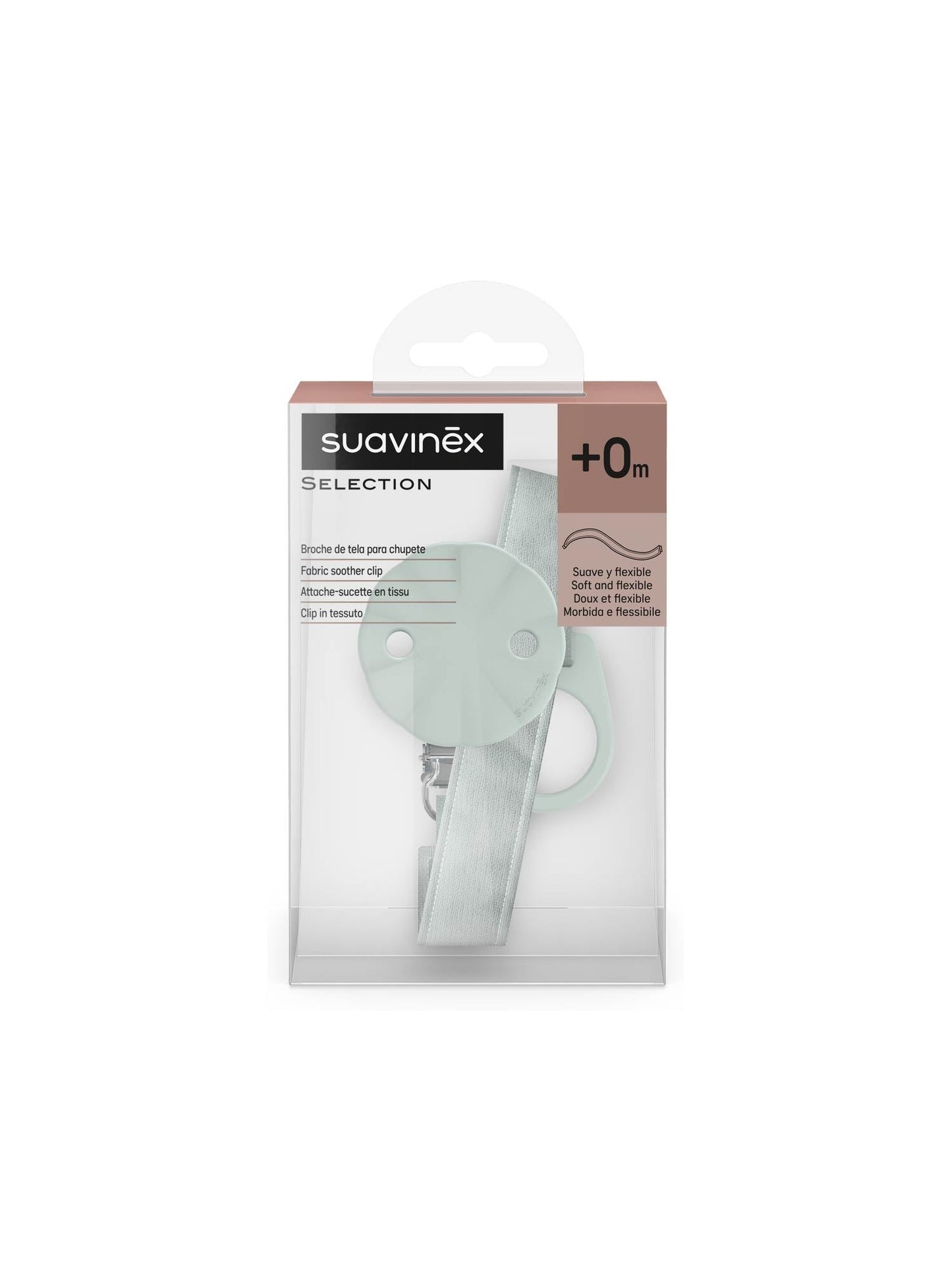 Silicone soother clip with cotton tape  - Wonderland Green