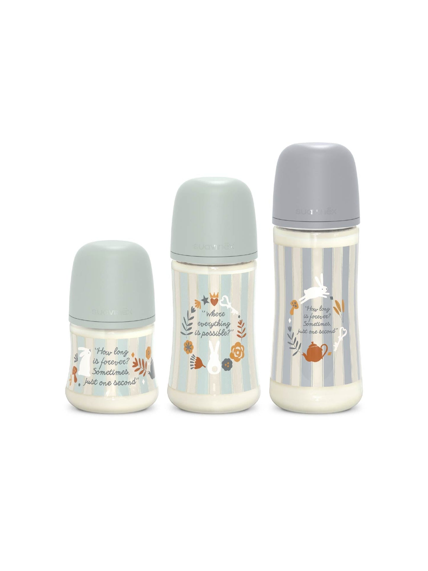Feeding Bottle (PA) 150ml Slow Flow +0M SX Pro anti-colic Teat  - Wonderland Stripes Blue Turquoise