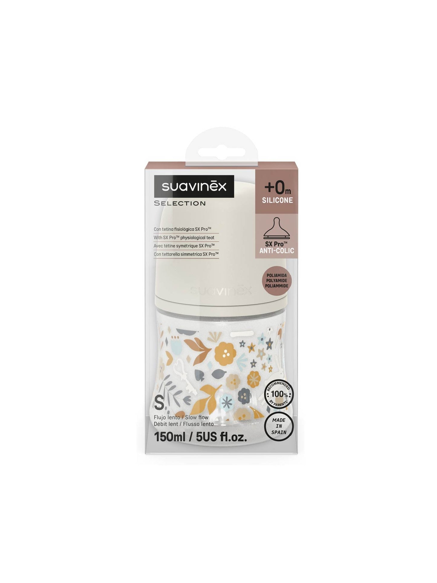 Feeding Bottle (PA) 150ml Slow Flow +0M SX Pro anti-colic Teat  - Wonderland Circle Neutral