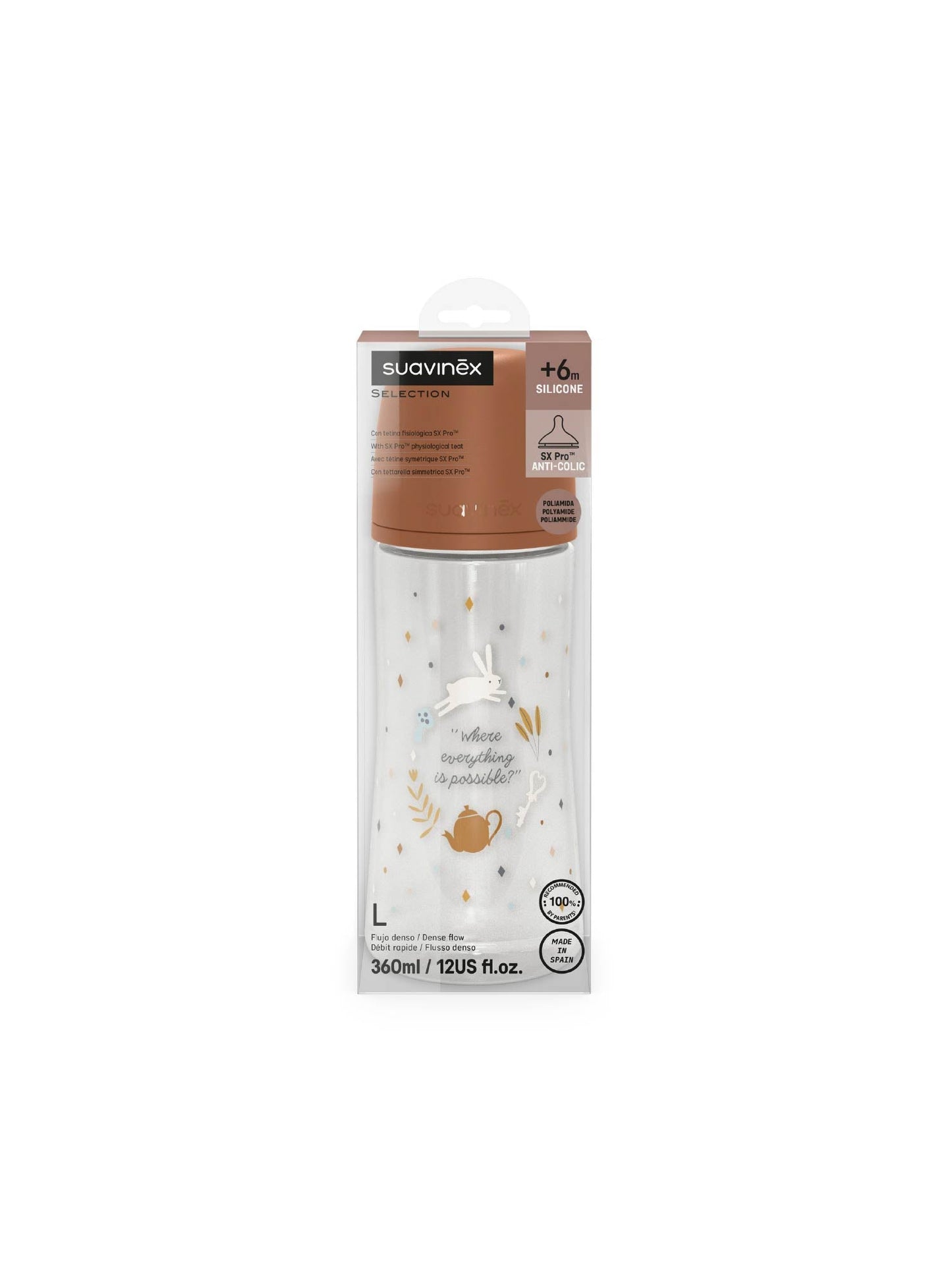 Feeding Bottle (PA) 360ml Dense Flow +6M SX Pro anti-colic Teat  - Wonderland Circle Neutral