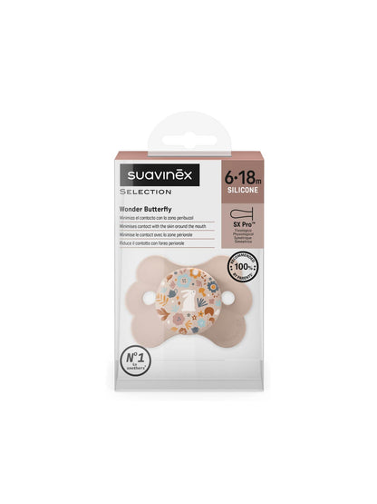 Soother with SX Pro physiological silicone Teat  6-18M - Wonderland Butterfly  Liberty Dusty Rose