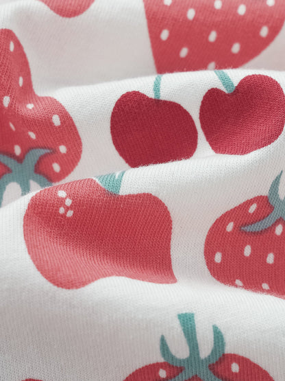 Baby Peter Pan Collar Short Sleeve All-Over Berries Print Romper
