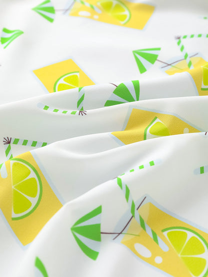 Kid Reversible All-Over Lemon Tea Print Zipped Windbreaker