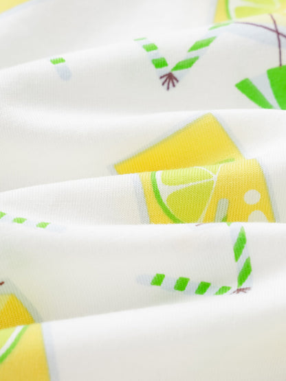 Kid Short Sleeve All-Over Lemon Tea Print Pocket Tee