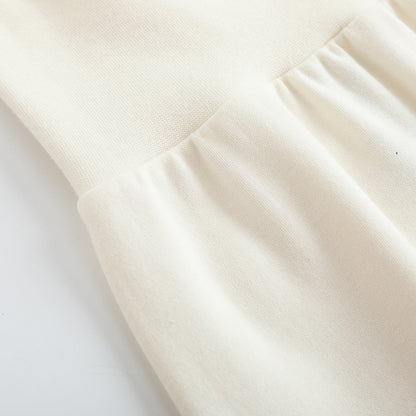 VAUVA Vauva FW23 - Baby Girls Solid Cotton High Waist Trousers (White)
