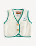Bear-Embroidered Teddy Gilet